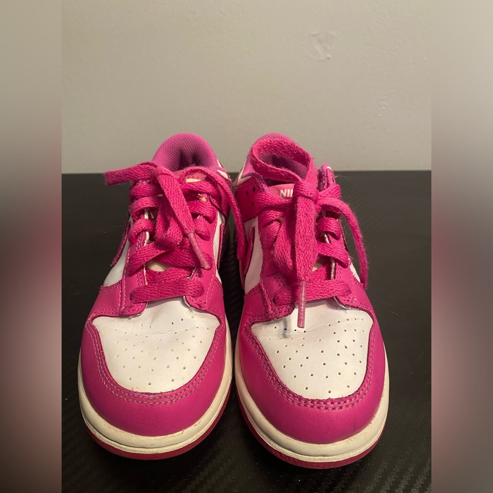 Item 74 Nike Kids Pink and White Low-Top Sneakers - Picture 3 of 9